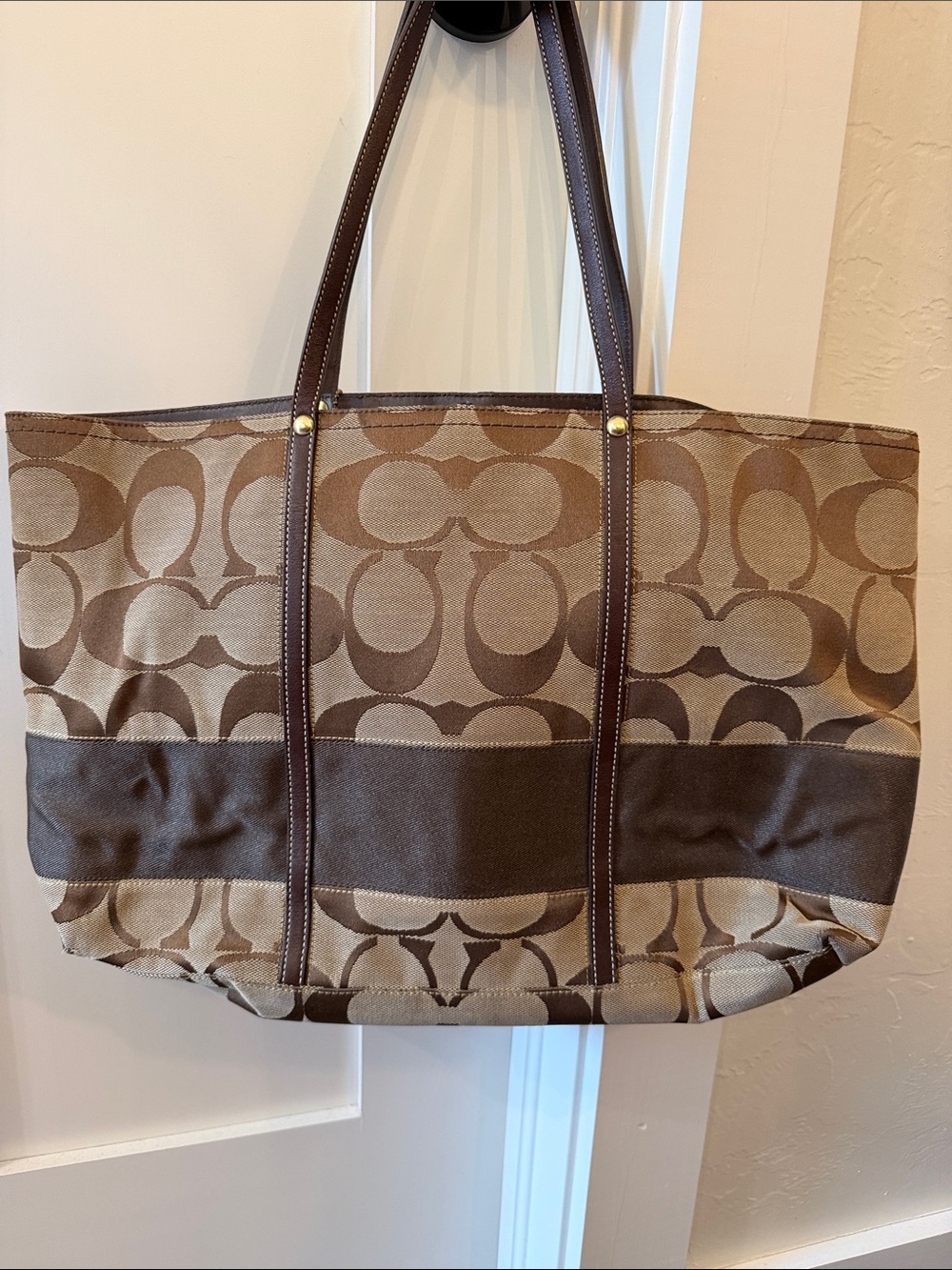 Coach Signature Canvas Tote in Brown and Tan - Picture 4 of 5